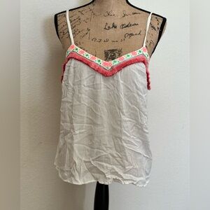 NWT- Ramy Brook embroidered flowers, fringe detail size M